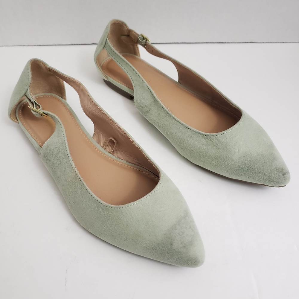 Size 9 Old Navy Mint Grren Suede Point Toe Flats